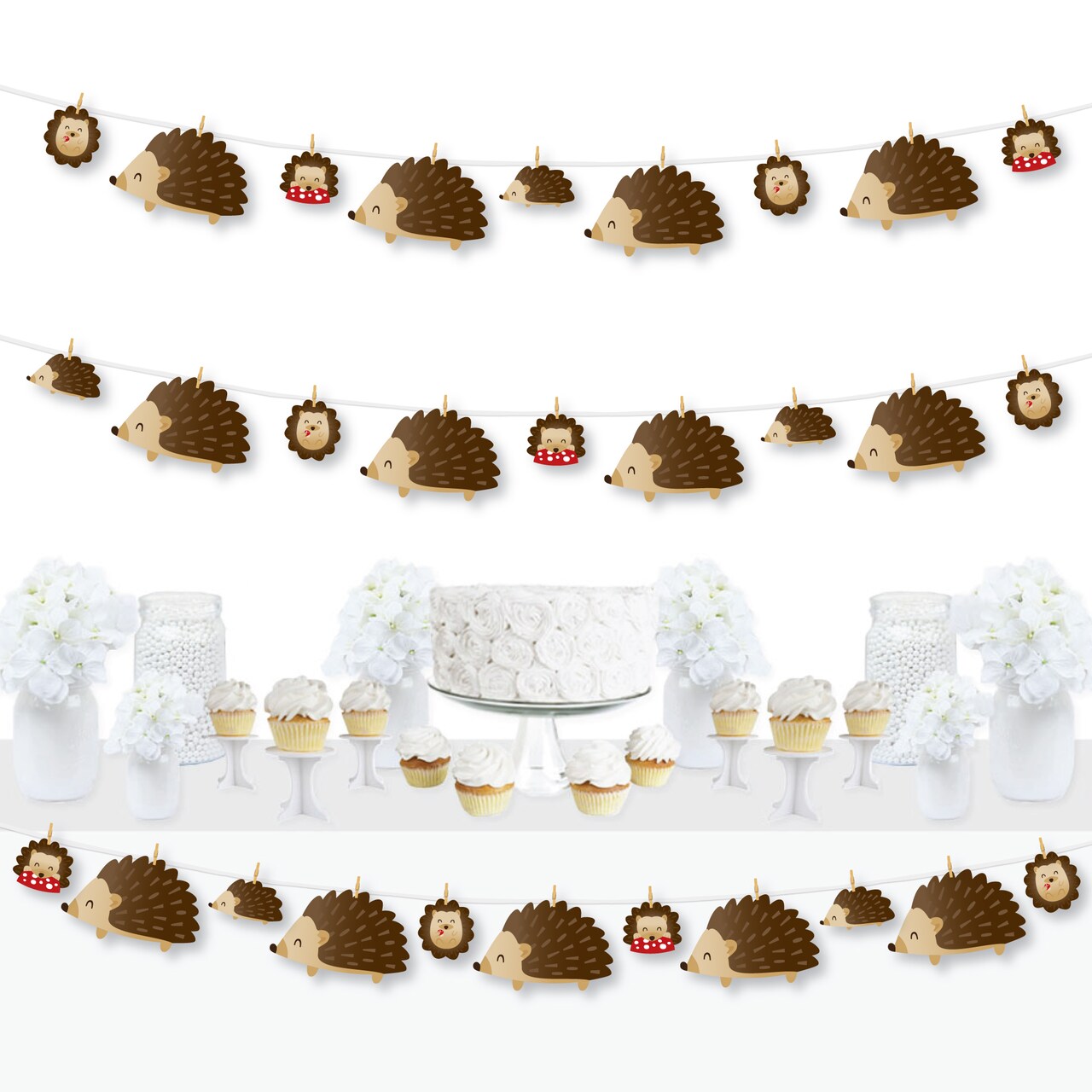 Big Dot of Happiness Forest Hedgehogs - Woodland Birthday Party or Baby Shower DIY Decorations - Clothespin Garland Banner - 44 Pieces